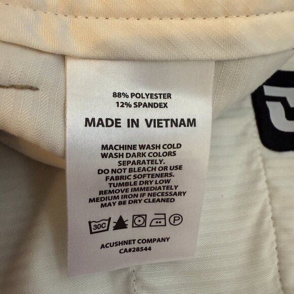 FootJoy Flat Front Chino Golf Pants Men's 36x32 Tan Performance Preppy Stretch - Picture 12 of 12